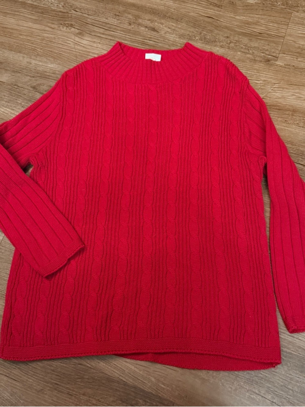 Vintage Bobbie Brooks Red Cable Knit Turtleneck Sweater